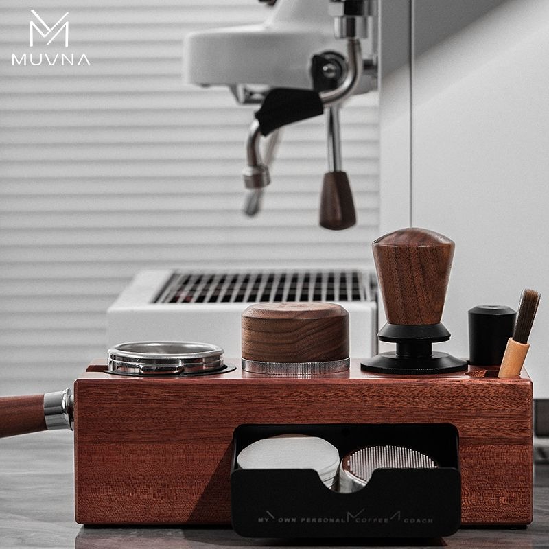 Coffee Equipment Tools - MUVNA Coffee Tamper Station Wood Portafilter