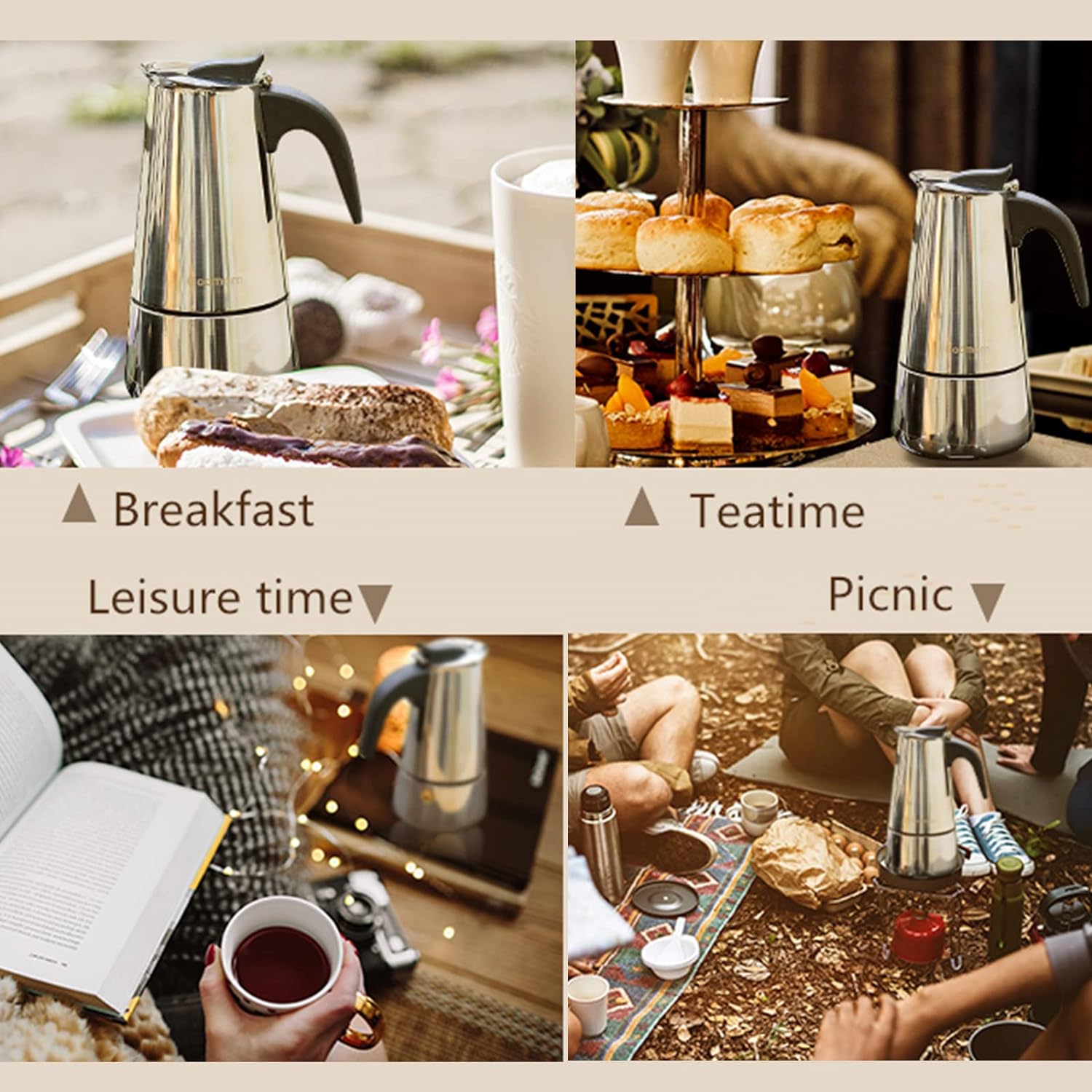 4/6/9 Cups Moka Pot Caffe Mach - Coffee Equipment Tools ulasan dan harga